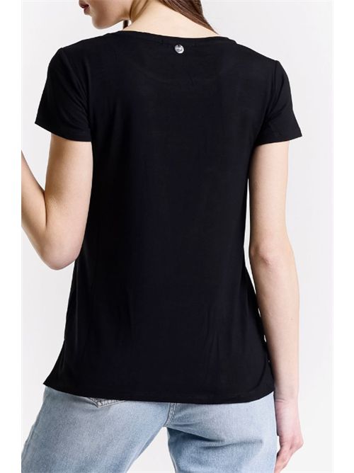 T-shirt girocollo logo strass Met Met | M12 MIRIA TSNERO